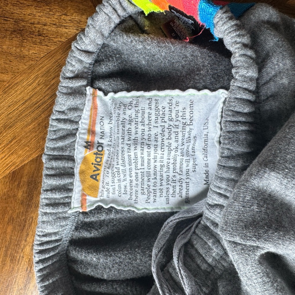 Aviator Nation Gray Track Pants with Rainbow Accents - Picture 2 of 3